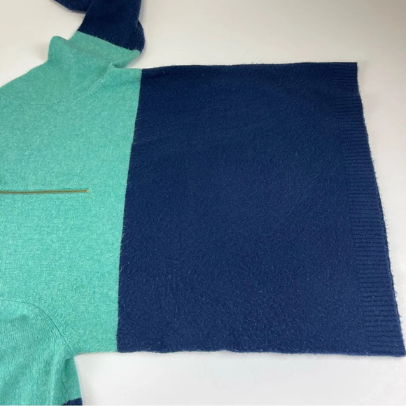 J Crew Sweater Womens Size XS Navy Blue Green Colorblock Zip-up Pullover - Picture 3 of 10